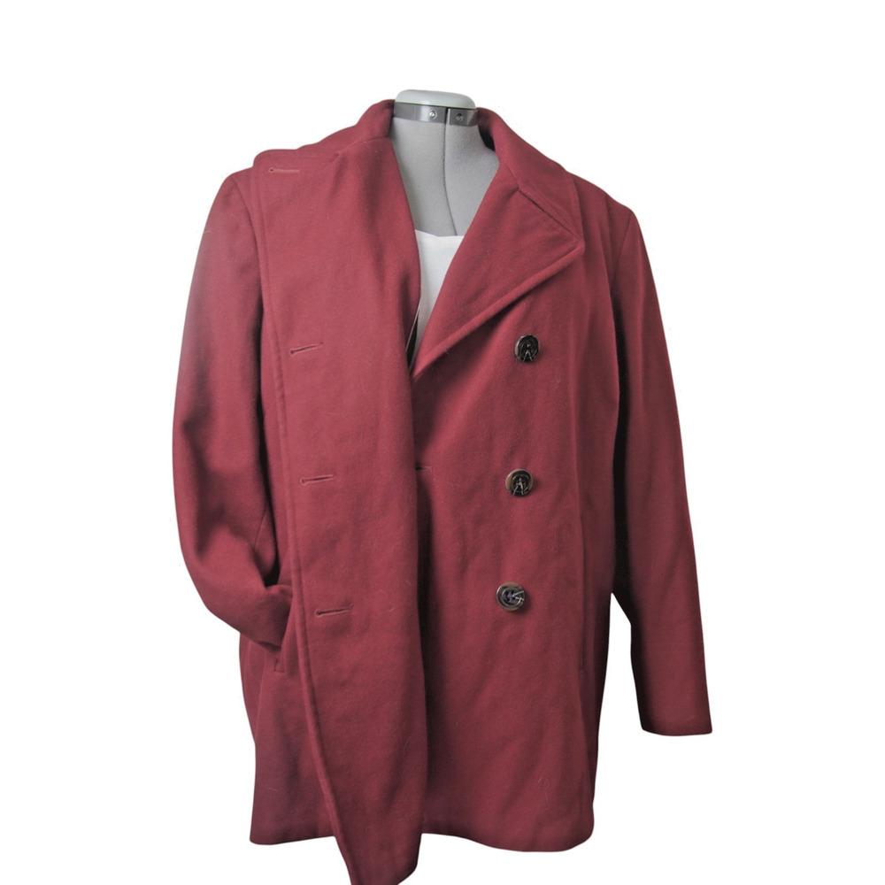 Marvin Richards Burgundy Peacoat Women’s 18 Plus Size Lined Winter Coat - Picture 6 of 12